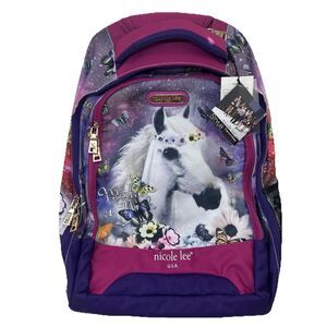 Nicole Lee USA Unicorn Rolling Large Backpack W Computer Compartment NWT